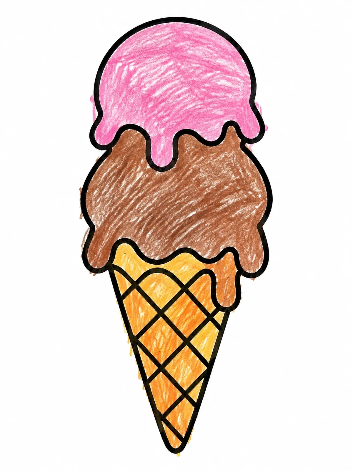 Colored example of the Double Scoop Ice Cream Cone coloring page