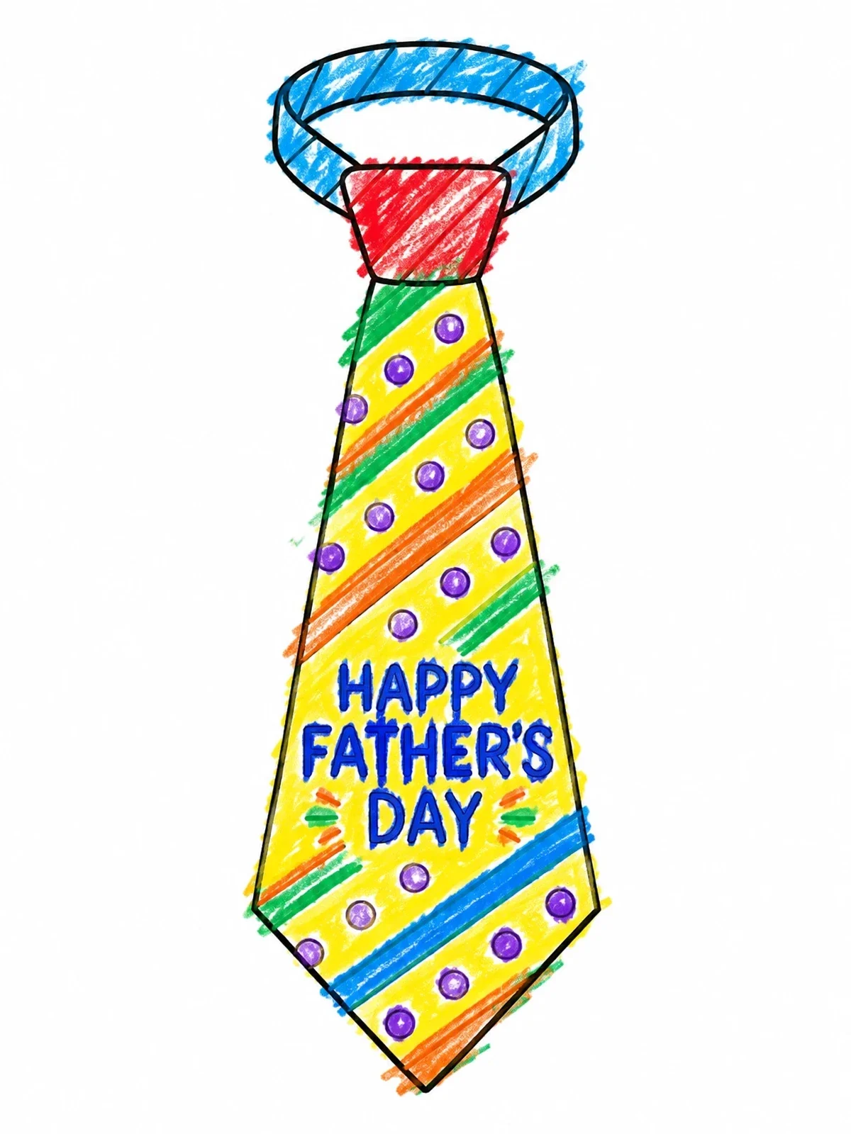 Colored example of the Father's Day Patterned Necktie coloring page
