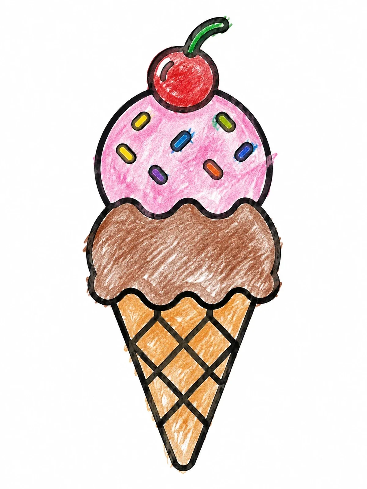 Colored example of the Sweet Summer Ice Cream Cone coloring page