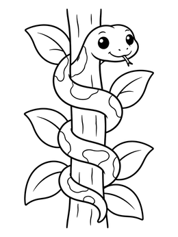 Free printable Friendly Tree Boa On A Branch coloring page