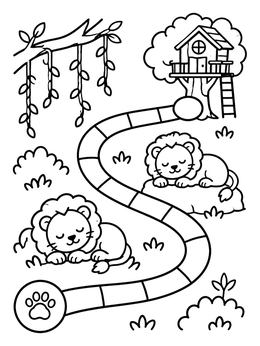 Free printable Jungle Safari Board Game Path coloring page