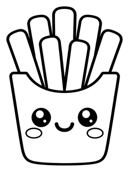 Free printable Cute French Fries With Smiling Face coloring page