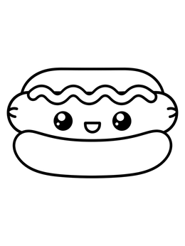 Free printable Cute Smiling Hot Dog coloring page