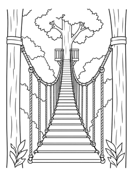 Free printable Kakum Canopy Walkway Bridge coloring page