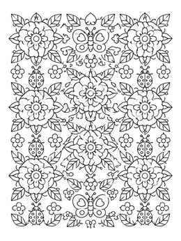 Free printable Symmetrical Garden Pattern With Butterflies coloring page