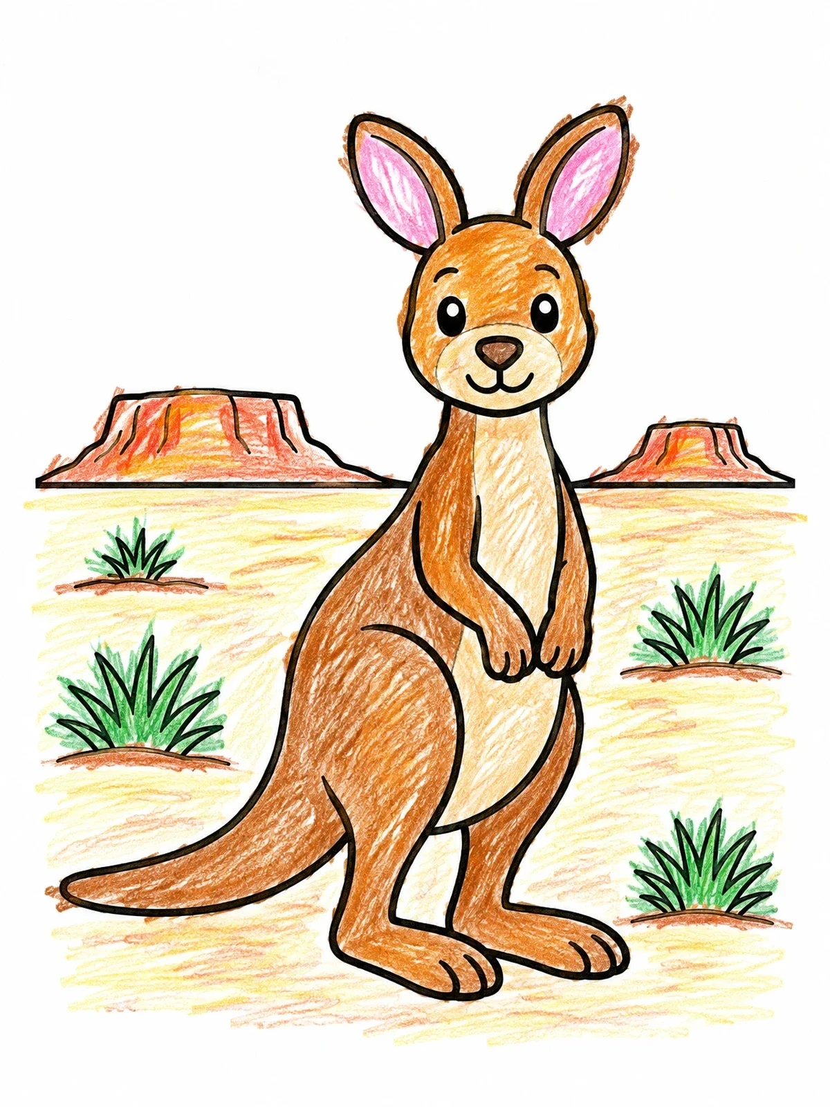 Colored example of the Kangaroo In The Australian Outback coloring page