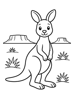 Free printable Kangaroo In The Australian Outback coloring page