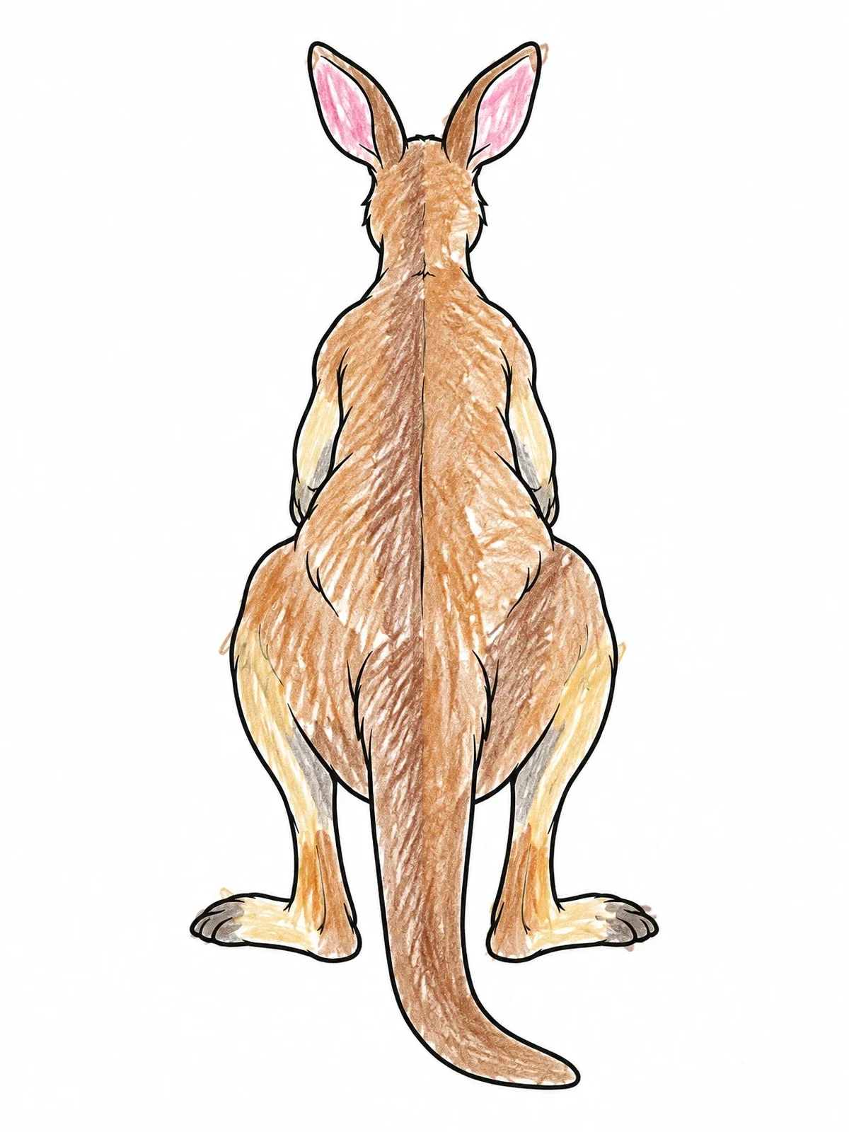 Colored example of the Kangaroo Standing From Behind coloring page