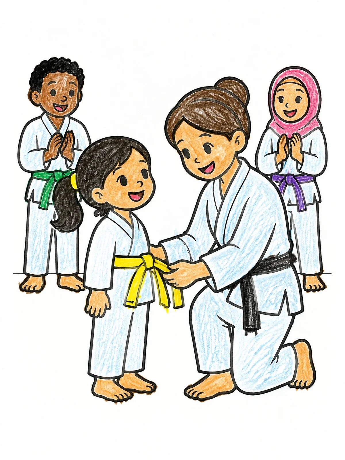 Colored example of the Karate Belt Promotion Ceremony coloring page