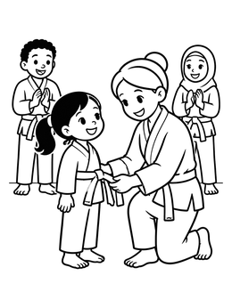 Free printable Karate Belt Promotion Ceremony coloring page