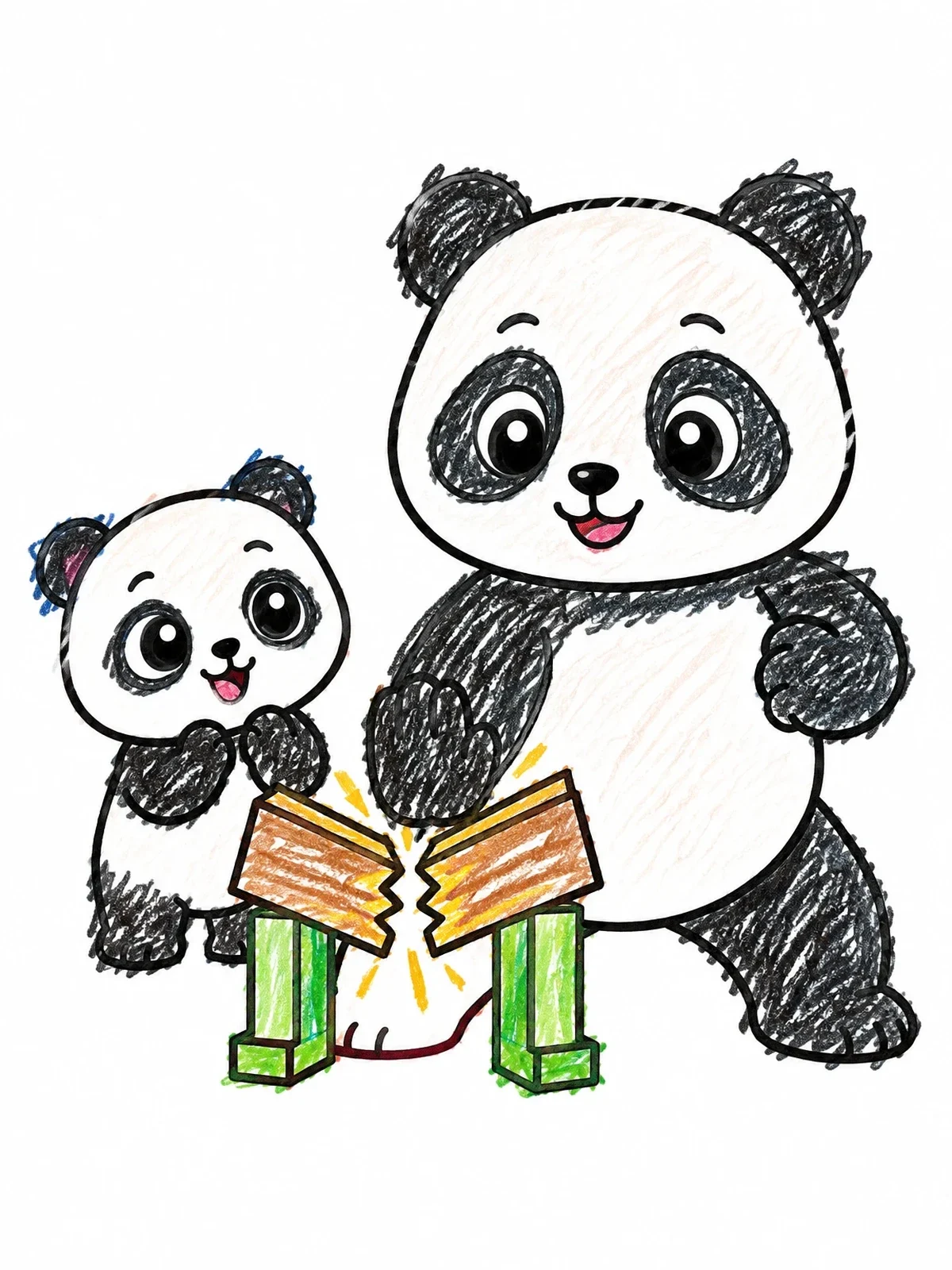 Colored example of the Karate Panda Breaking A Board coloring page