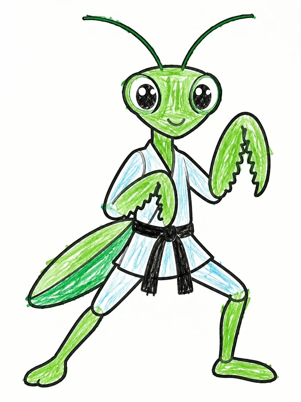 Colored example of the Karate Praying Mantis In Stance coloring page