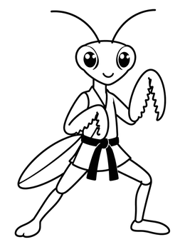 Free printable Karate Praying Mantis In Stance coloring page