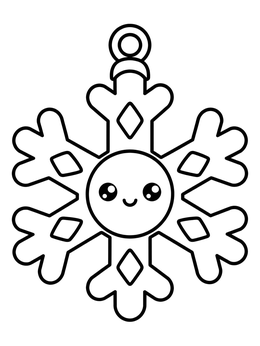 Free printable Cute Smiling Snowflake Ornament coloring page