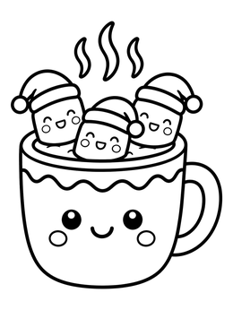 Free printable Hot Cocoa Mug With Marshmallows coloring page