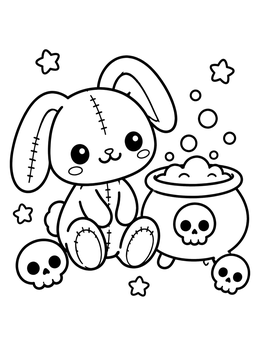 Free printable Stitched Bunny And Magic Cauldron coloring page