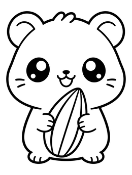 Free printable Cute Hamster With Giant Seed coloring page