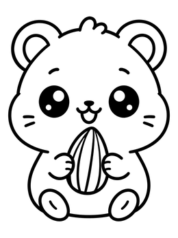 Free printable Cute Hamster Holding A Seed coloring page
