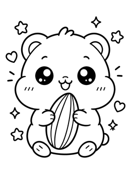 Free printable Cute Hamster Holding Sunflower Seed coloring page