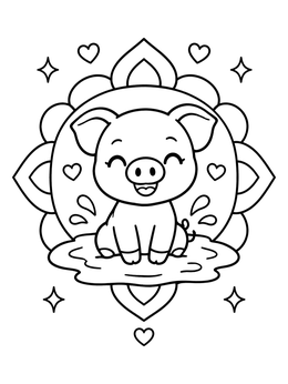 Free printable Happy Piglet In A Puddle coloring page