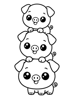 Free printable Stacked Chubby Baby Piglets coloring page