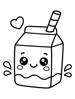Free printable Cute Smiling Milk Carton Doodle coloring page