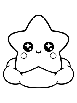 Free printable Cute Star On Fluffy Cloud coloring page
