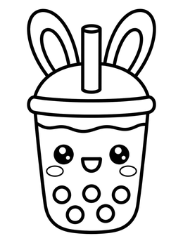 Free printable Cute Easter Boba Tea Cup coloring page