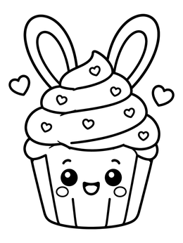 Free printable Cute Easter Bunny Cupcake coloring page
