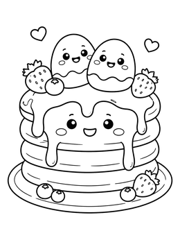 Free printable Cute Easter Egg Pancake Stack coloring page