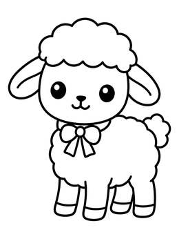 Free printable Cute Easter Lamb With Bow coloring page