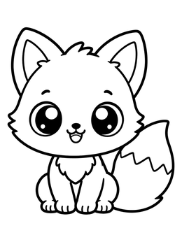 Free printable Cute Baby Fox With Big Eyes coloring page