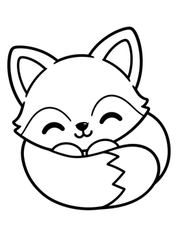 Free printable Cute Sleeping Fox Curled Up coloring page