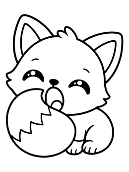 A sleepy baby fox curls up in this kawaii fox coloring page.