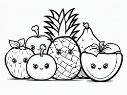 Printable Kawaii Fruit Coloring Sheet - Coloring Page