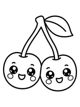 Free printable Cute Pair Of Smiling Cherries coloring page
