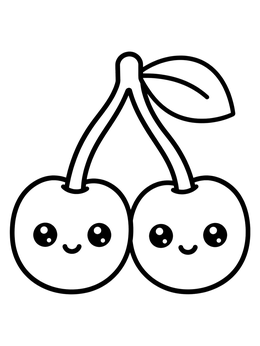 Free printable Cute Pair Of Smiling Cherries coloring page