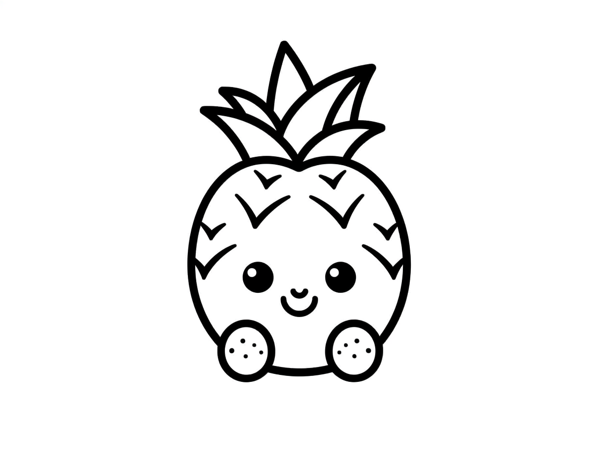 Kawaii Fruit Party Coloring Page - Coloring Page