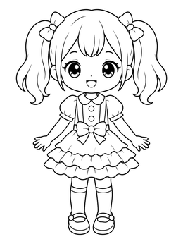 Free printable Cute Anime Girl With Pigtails coloring page