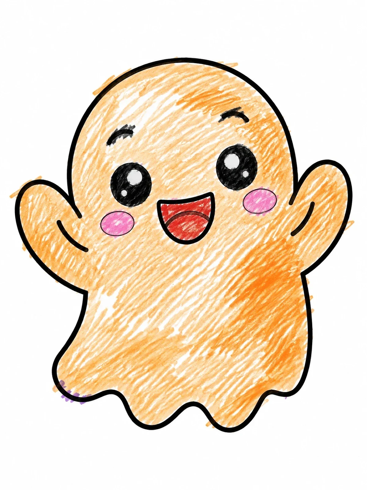 Colored example of the Cheerful Floating Halloween Ghost coloring page