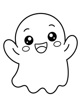 Free printable Cheerful Floating Halloween Ghost coloring page