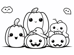 Printable Kawaii Halloween Coloring Page - Coloring Page