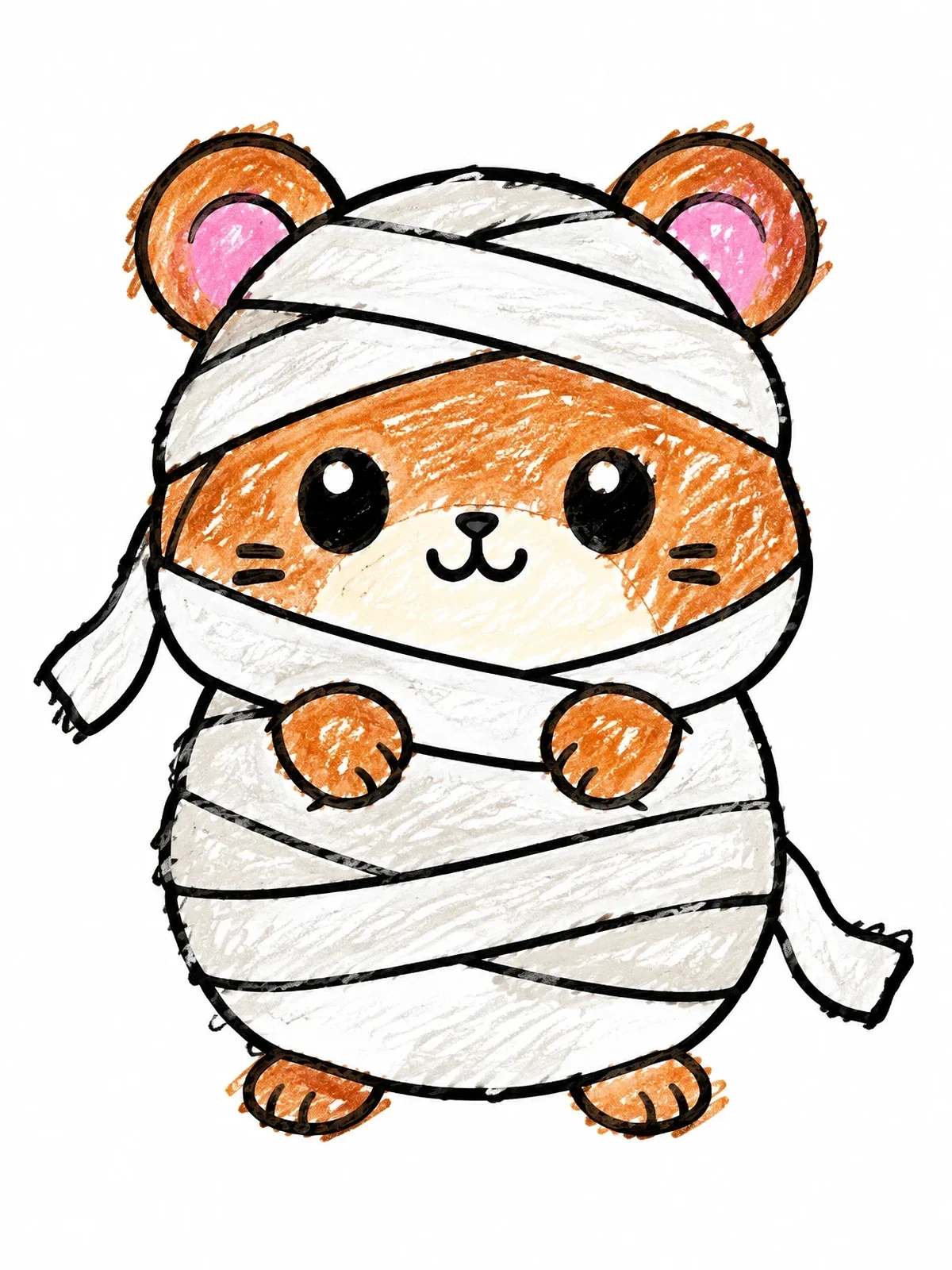 Colored example of the Cute Mummy Hamster Costume coloring page