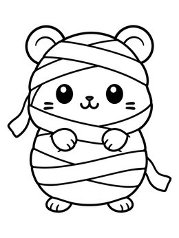 Free printable Cute Mummy Hamster Costume coloring page