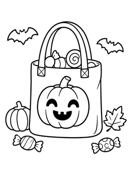 Free printable Halloween Treat Bag Full Of Candy coloring page