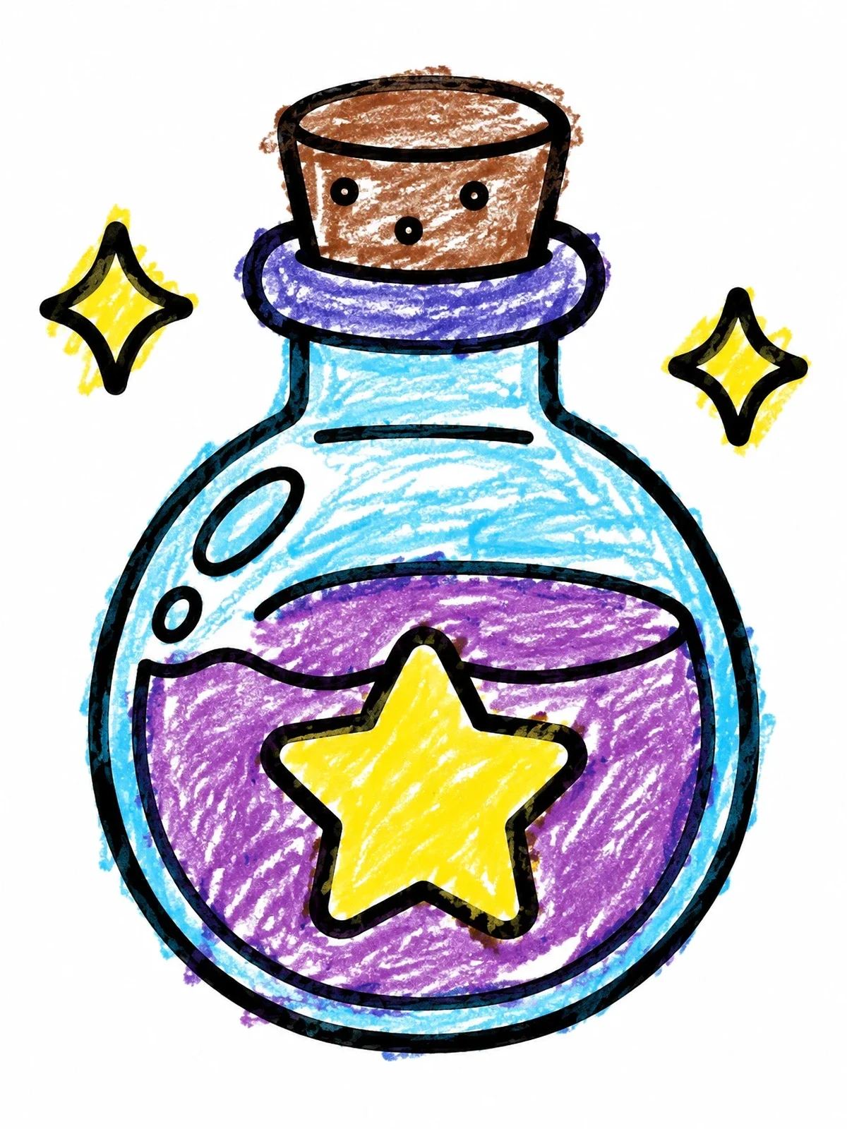 Colored example of the Magic Potion Bottle With Star coloring page