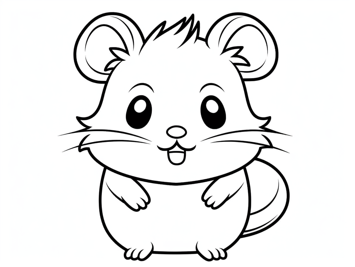 Kawaii Hamster Coloring Adventure Coloring Page