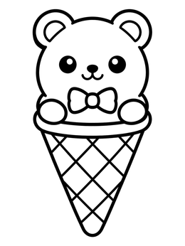 Free printable Cute Bear Scoop In Cone coloring page