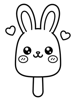 Free printable Cute Bunny Ice Pop coloring page