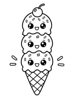 Free printable Cute Stacked Ice Cream Cone coloring page